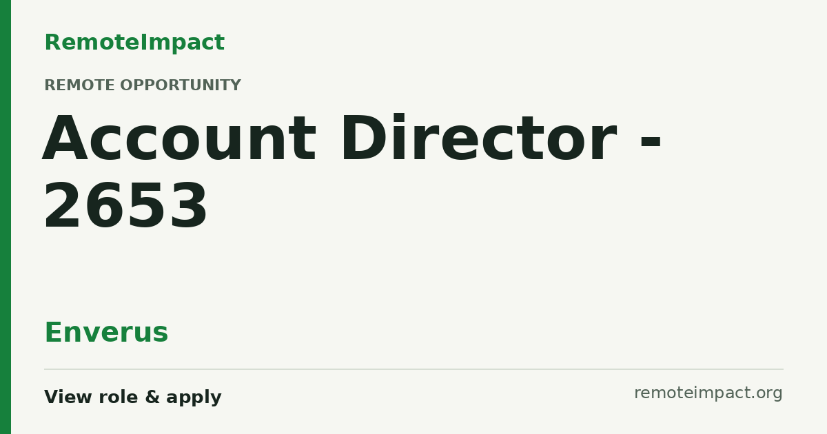 Account Director - 2653 at Enverus - Remote Impact Jobs