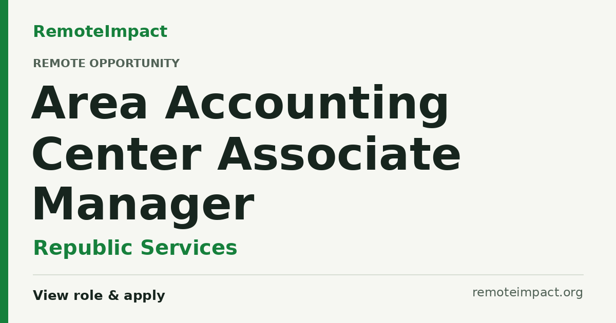 Area Accounting Center Associate Manager at Republic Services - Remote ...
