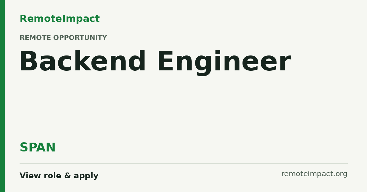 Backend Engineer at SPAN - Remote Impact Jobs