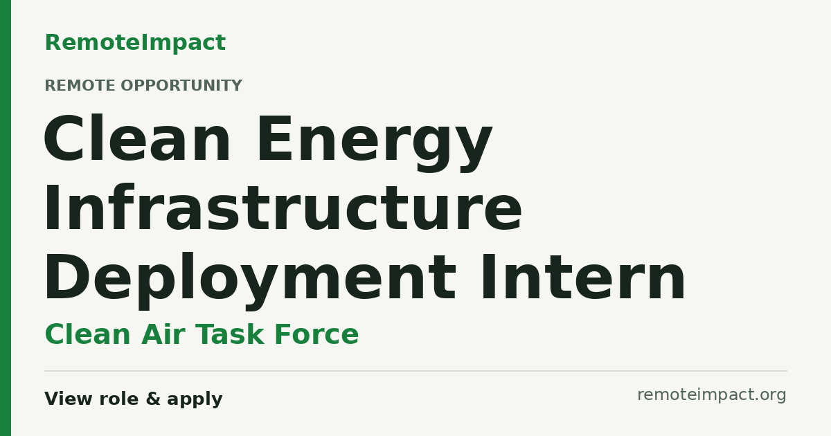 Clean Energy Infrastructure Deployment Intern at Clean Air Task Force ...