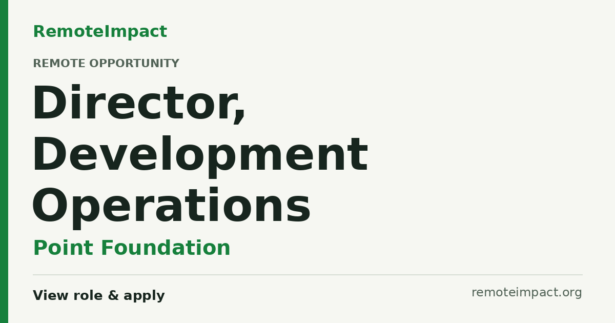 Director, Development Operations at Point Foundation