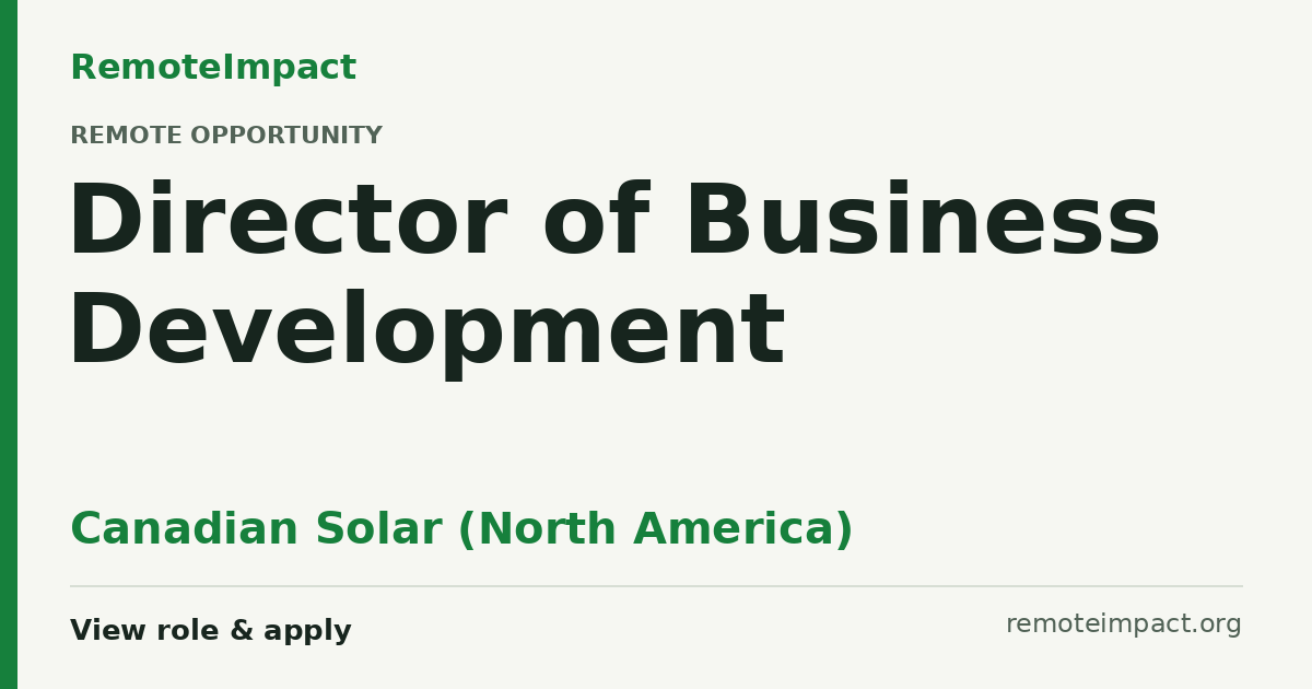 Director of Business Development at Canadian Solar (North America ...