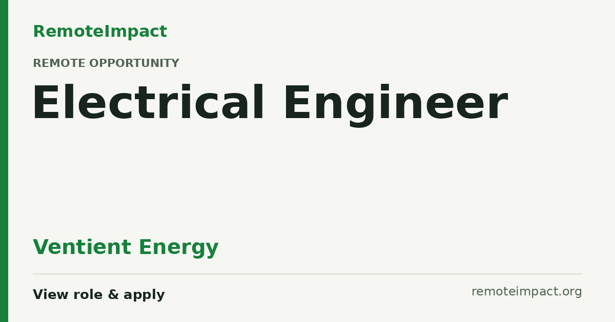 Electrical Engineer at Ventient Energy — Spain | Remote Impact