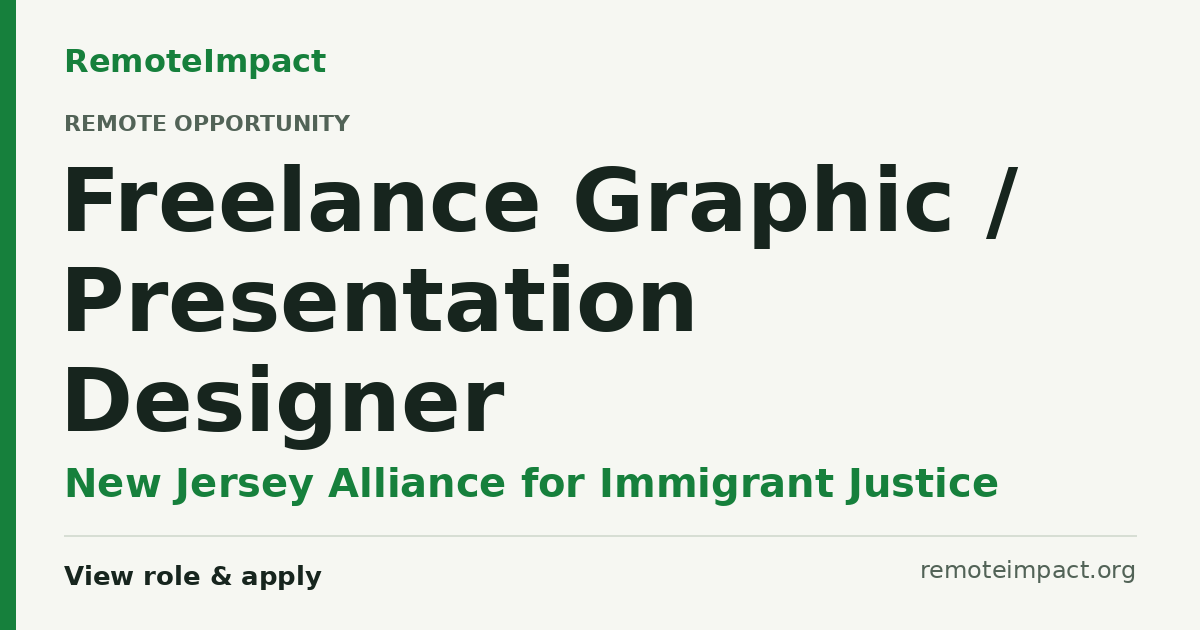 Freelance Graphic / Presentation Designer at New Jersey Alliance for ...