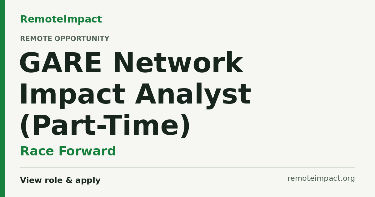 GARE Network Impact Analyst (Part-Time) at Race Forward — Remote (US)