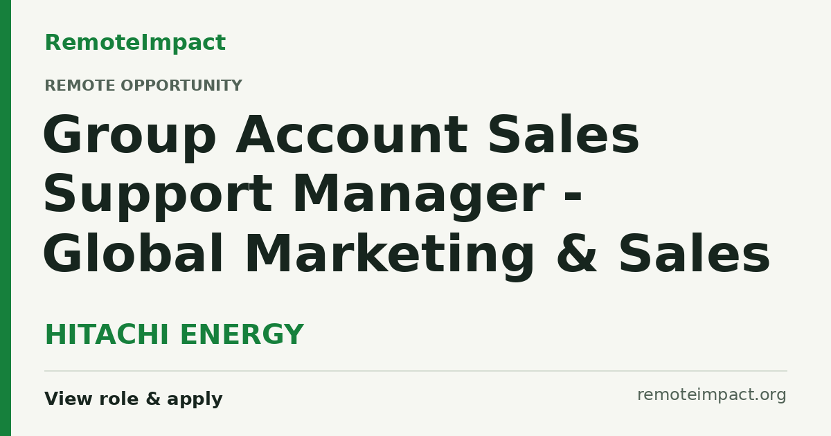 Group Account Sales Support Manager - Global Marketing & Sales at ...