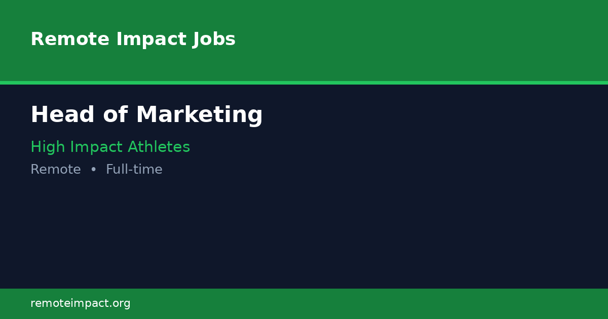 Head of Marketing at High Impact Athletes | Remote Impact