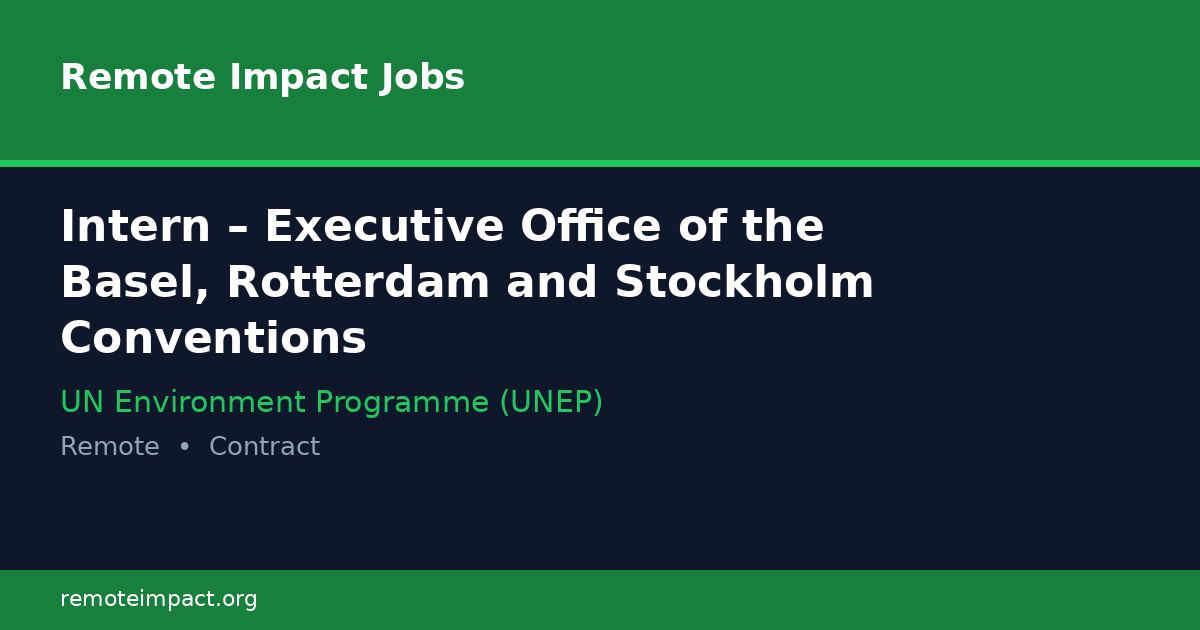 Intern – Executive Office of the Basel, Rotterdam and Stockholm ...