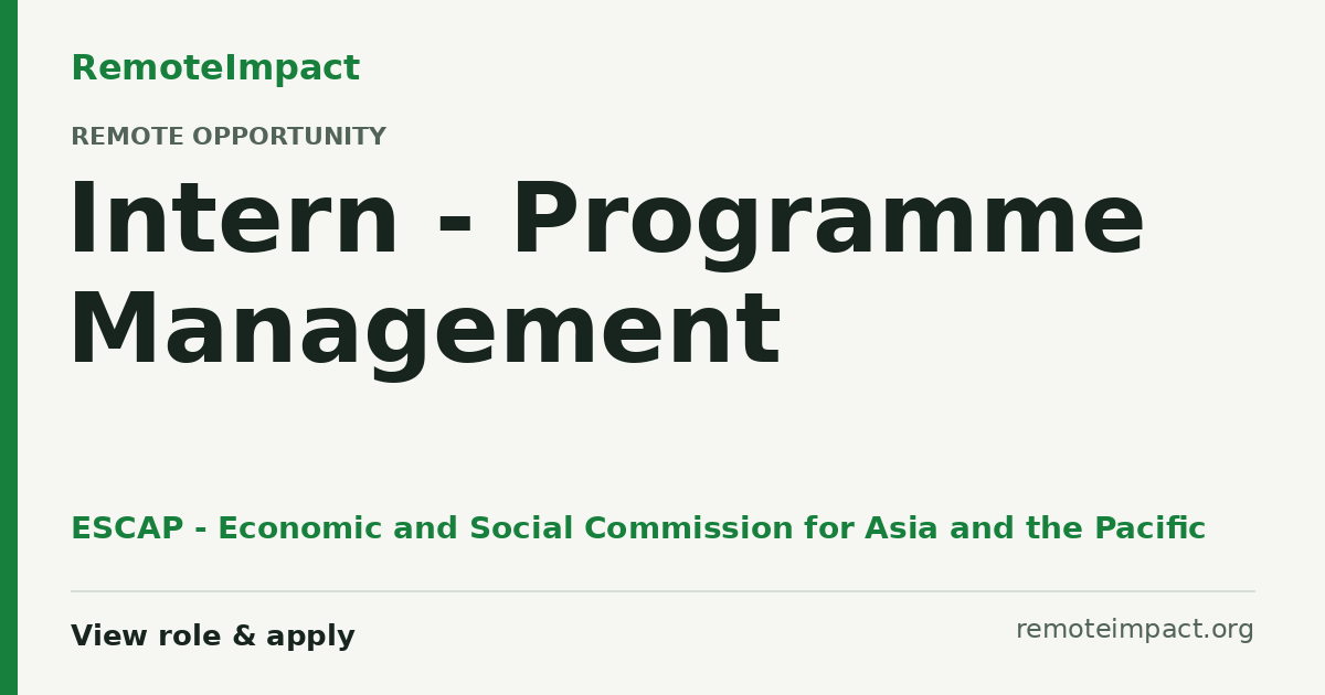 Intern - Programme Management at ESCAP - Economic and Social Commission ...