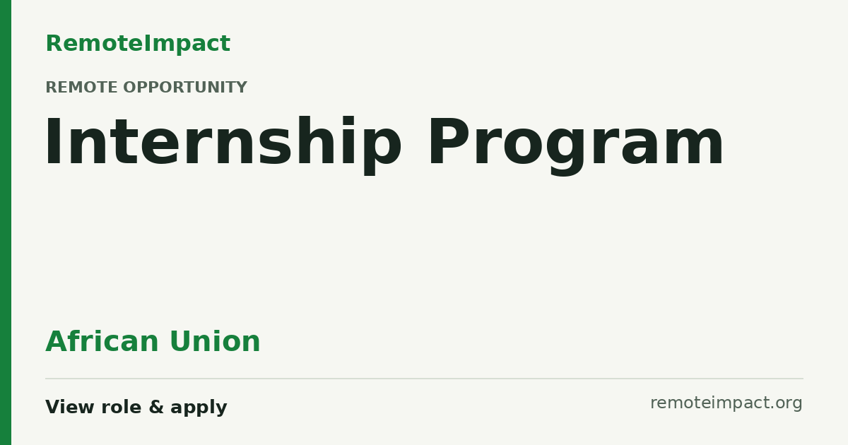 Internship Program at African Union - Remote Impact Jobs