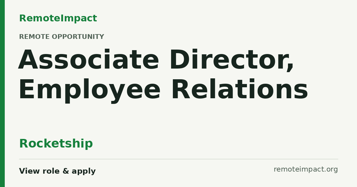 Associate Director, Employee Relations at Rocketship