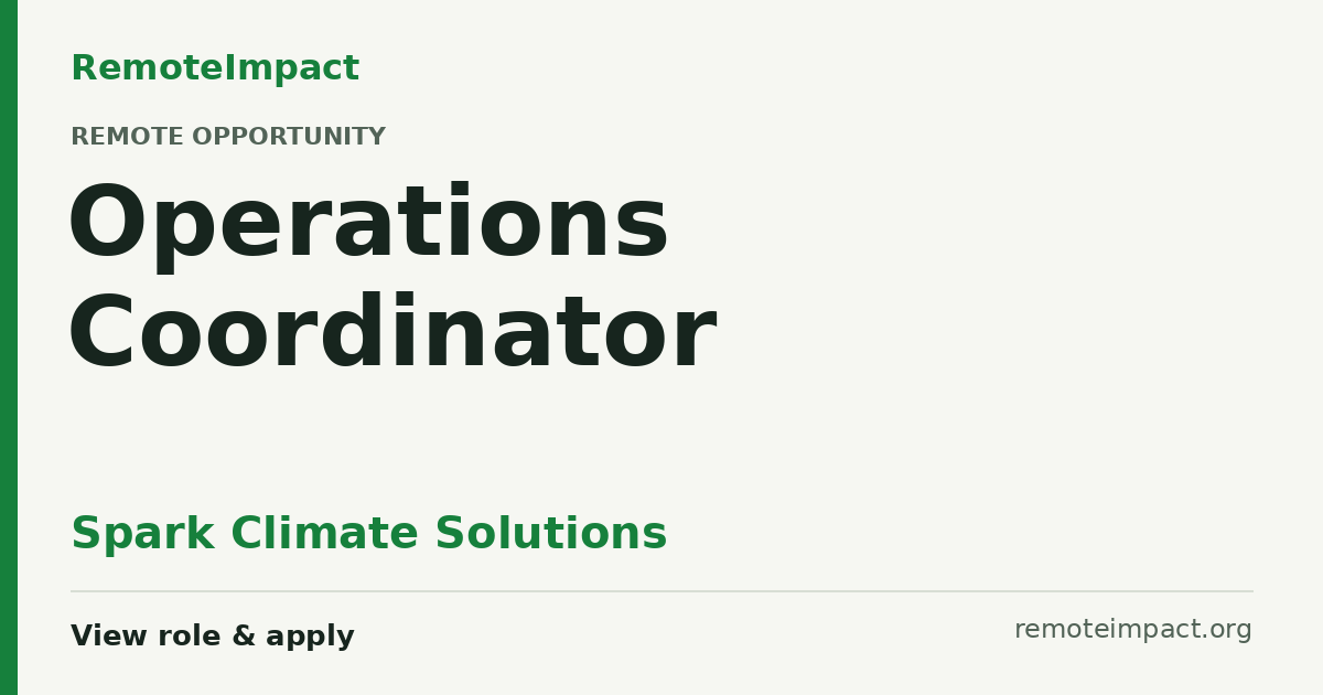 Operations Coordinator at Spark Climate Solutions