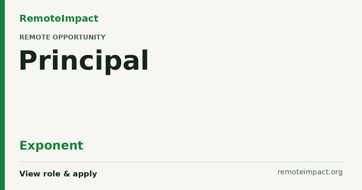 Principal at Exponent — USA | Remote Impact