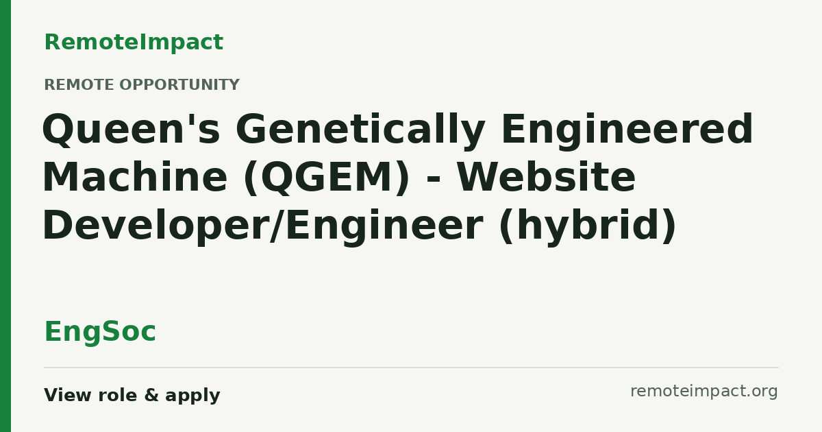 Queen's Genetically Engineered Machine (QGEM) - Website Developer ...