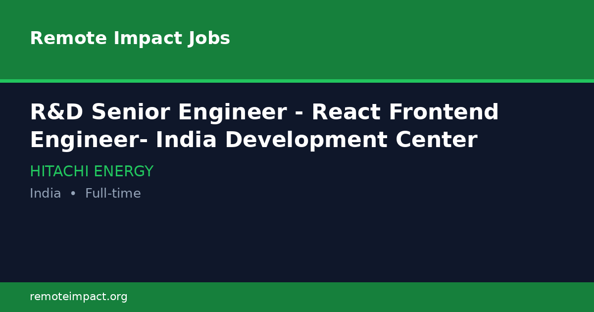 R&D Senior Engineer - React Frontend Engineer- India Development Center ...