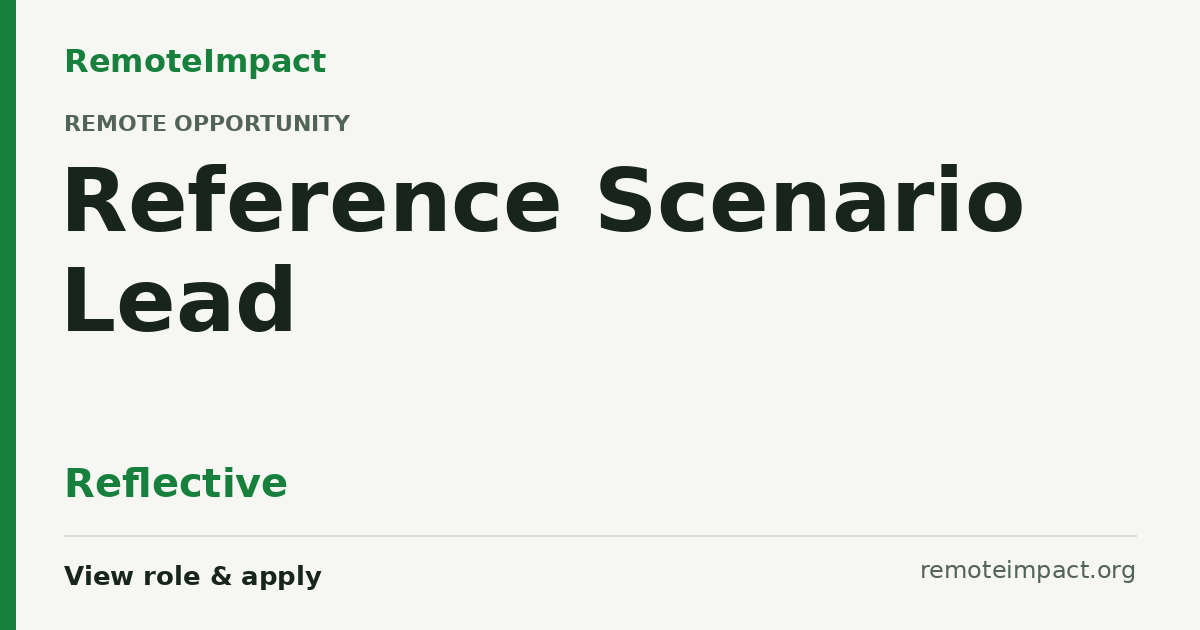 Reference Scenario Lead at Reflective — Remote (US)