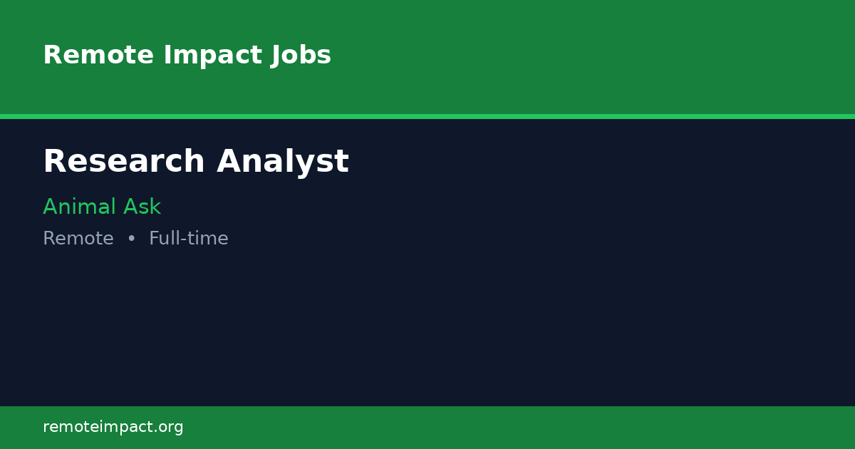 Research Analyst at Animal Ask | Remote Impact