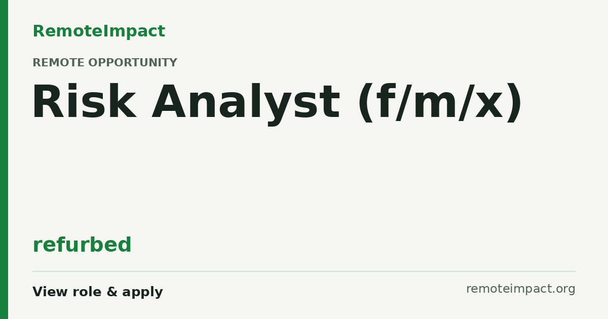 Risk Analyst (f/m/x) at refurbed - Remote Impact Jobs