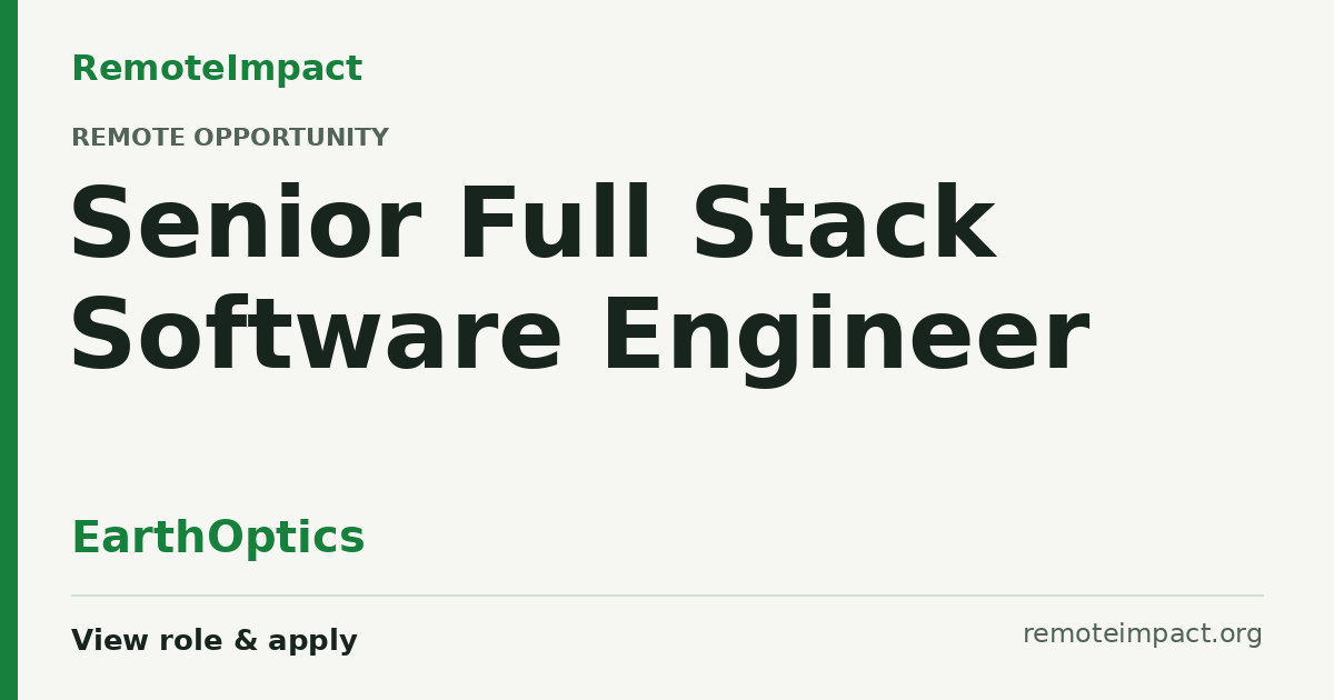Senior Full Stack Software Engineer at EarthOptics