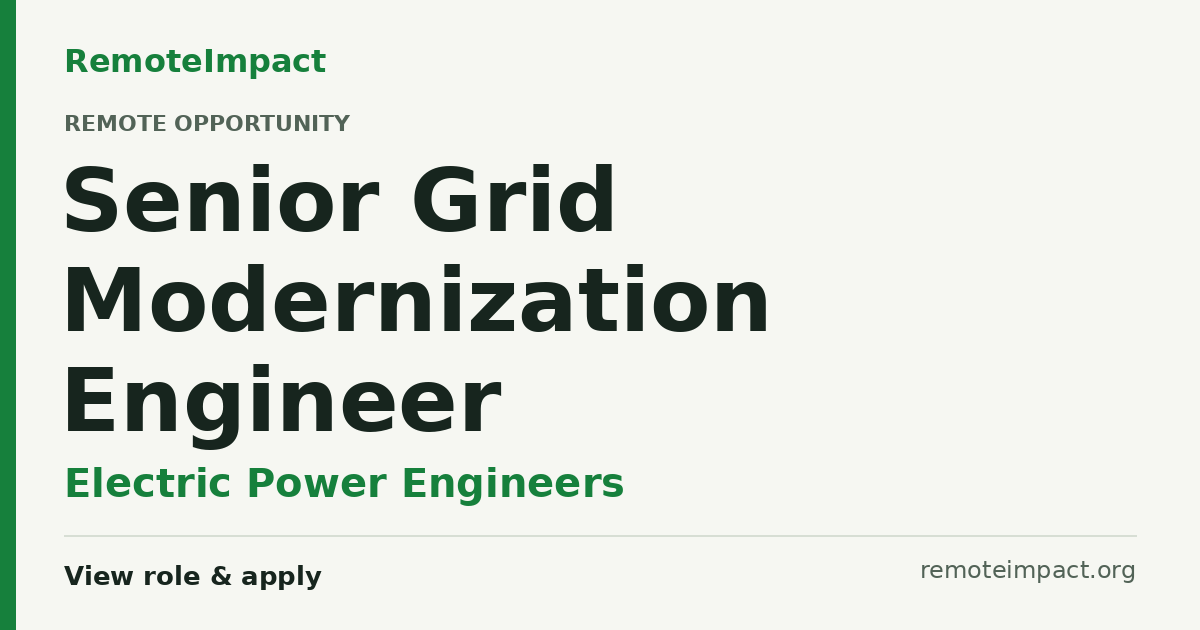 Senior Grid Modernization Engineer at Electric Power Engineers - Remote ...