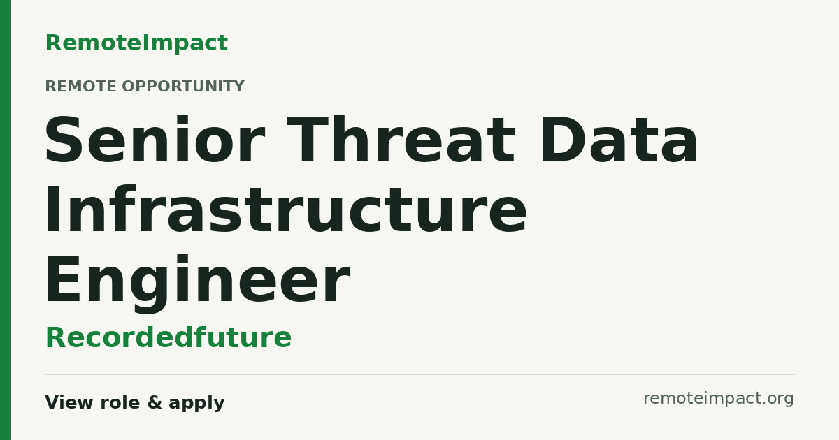 Senior Threat Data Infrastructure Engineer at Recordedfuture - Remote ...