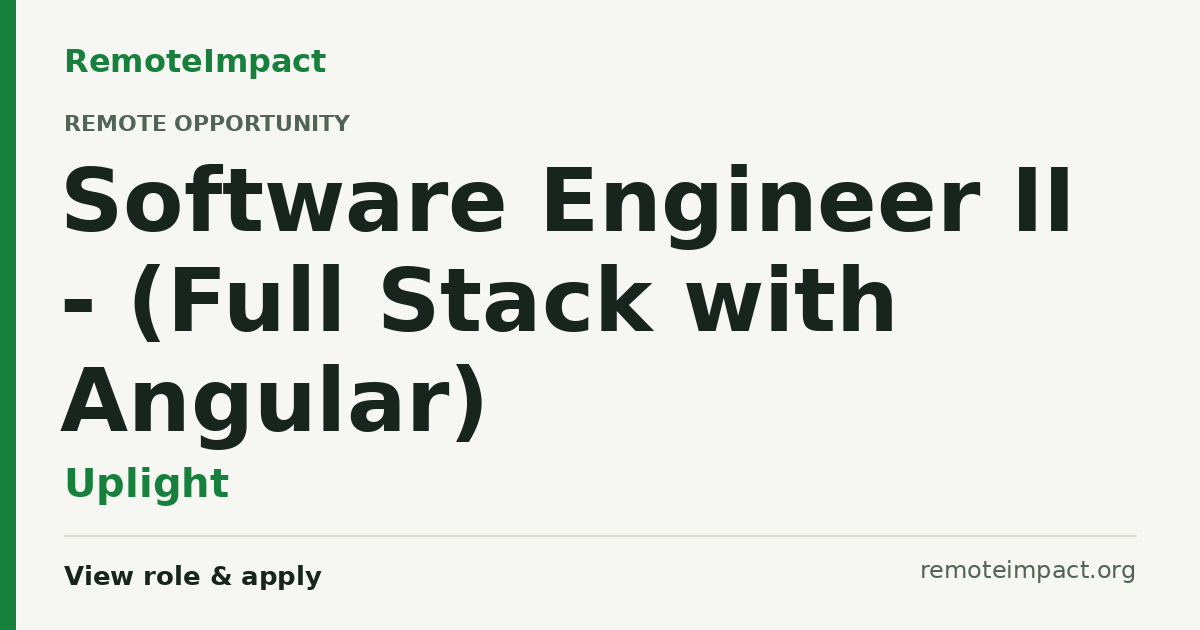 Software Engineer II - (Full Stack with Angular) at Uplight - Remote ...