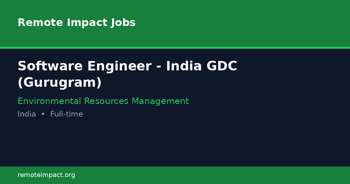 Software Engineer - India GDC (Gurugram) at Environmental Resources ...