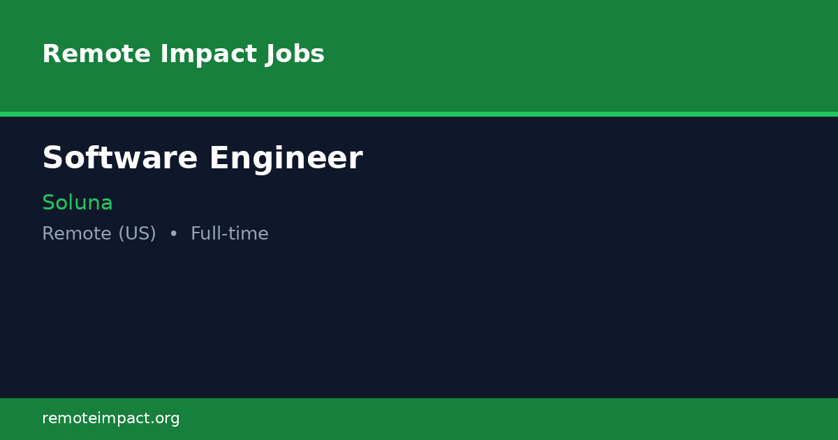Software Engineer at Soluna - Remote Impact Jobs