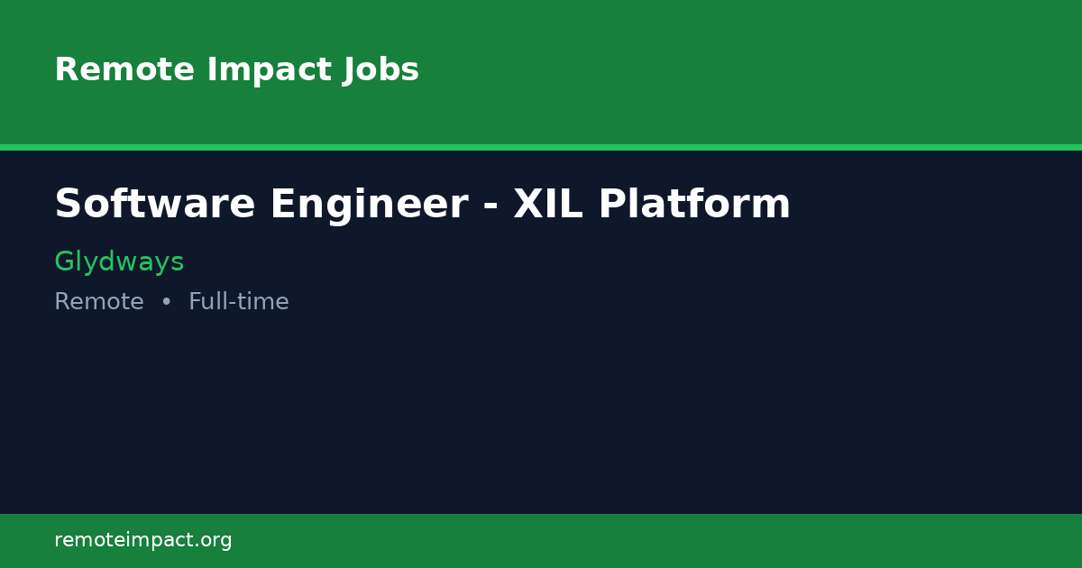 Software Engineer - XIL Platform at Glydways - Remote Impact Jobs