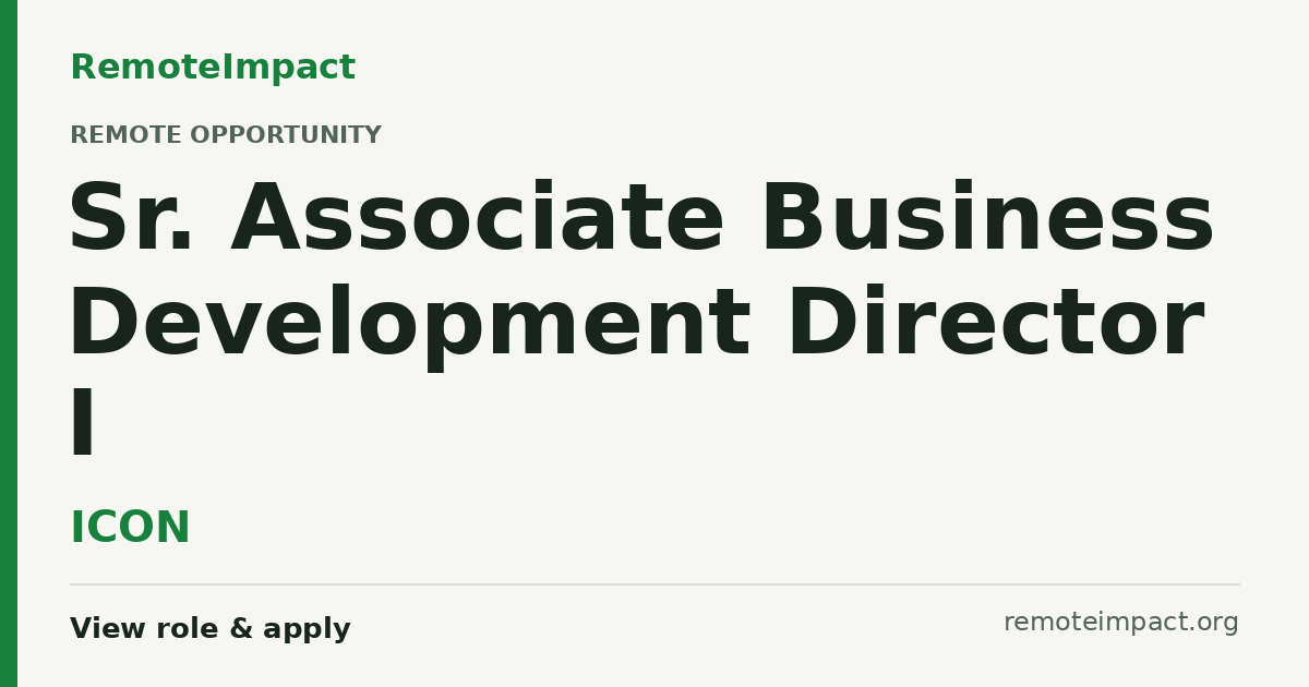 Sr. Associate Business Development Director I at ICON