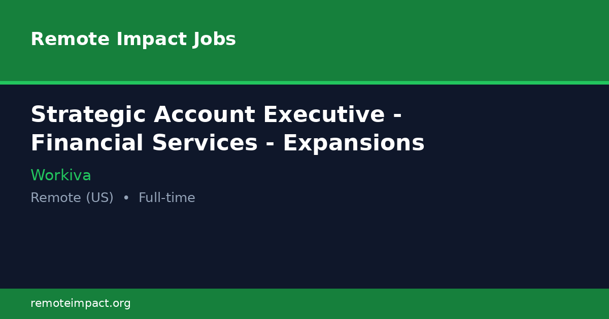 Strategic Account Executive - Financial Services - Expansions at ...
