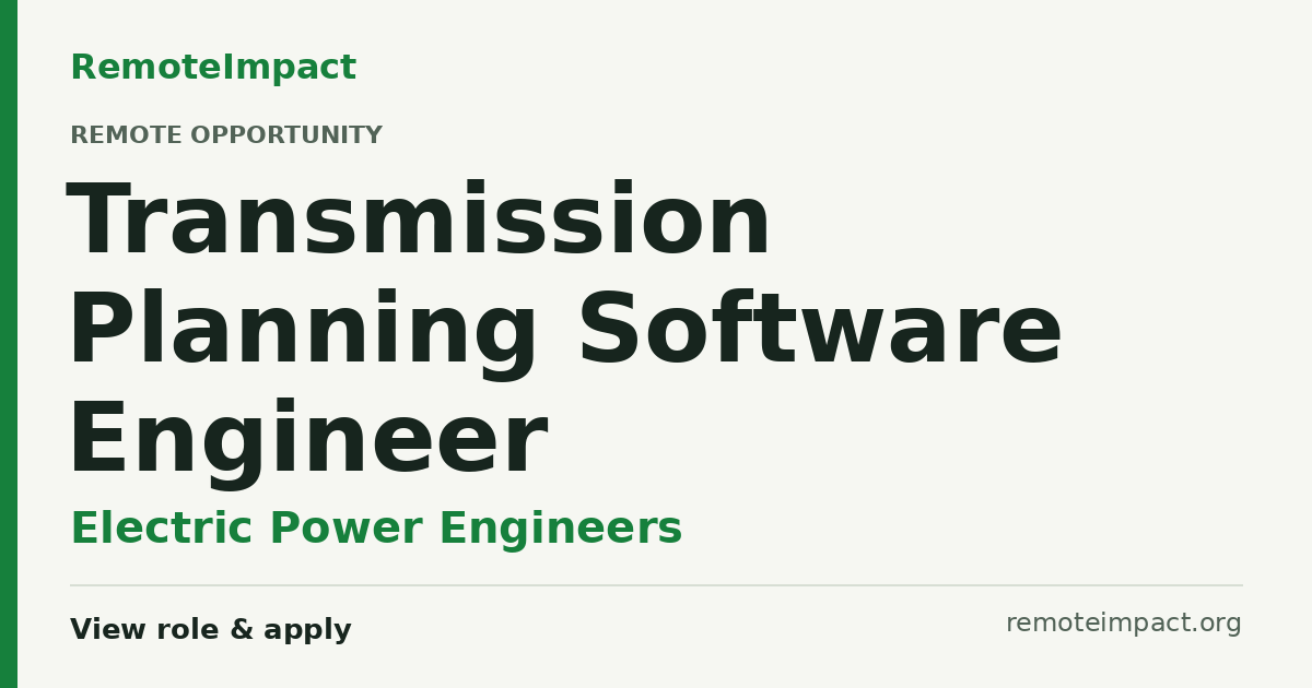 Transmission Planning Software Engineer at Electric Power Engineers ...