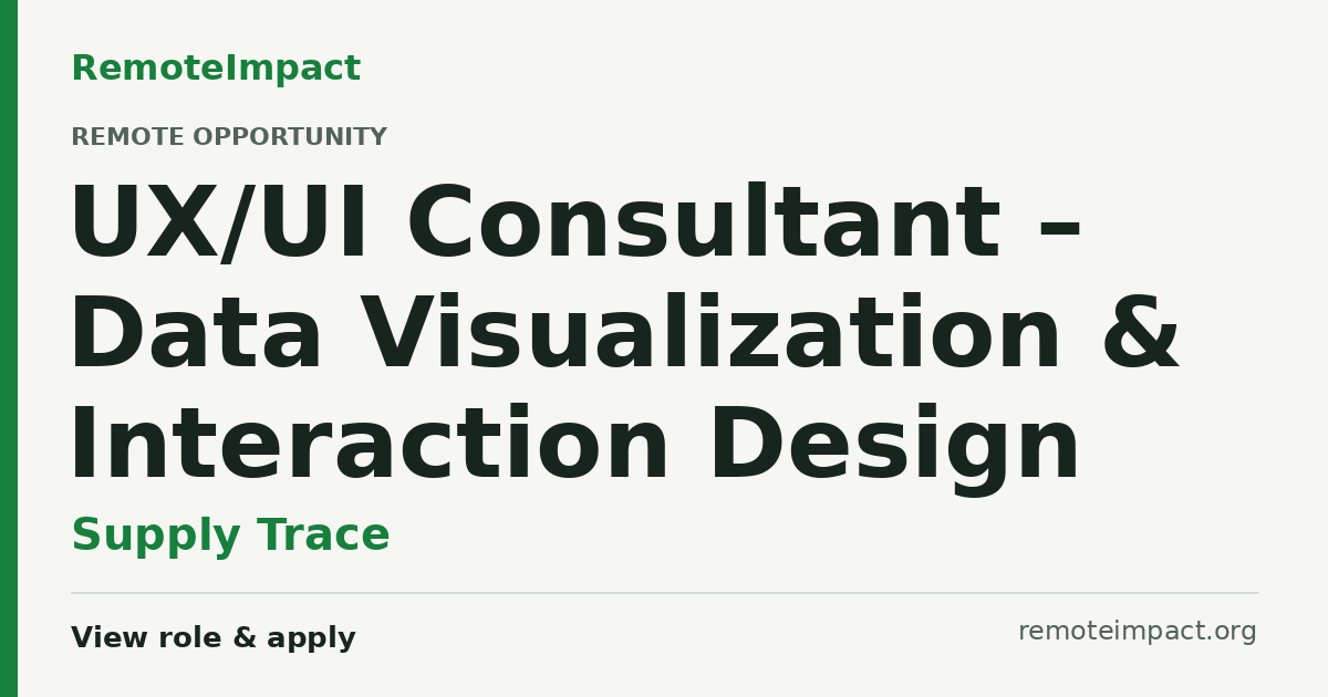 UX/UI Consultant – Data Visualization & Interaction Design at Supply ...