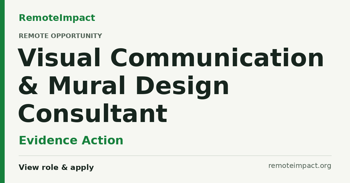 Visual Communication & Mural Design Consultant at Evidence Action ...