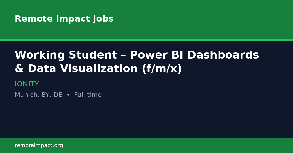 Working Student – Power BI Dashboards & Data Visualization (f/m/x) at ...